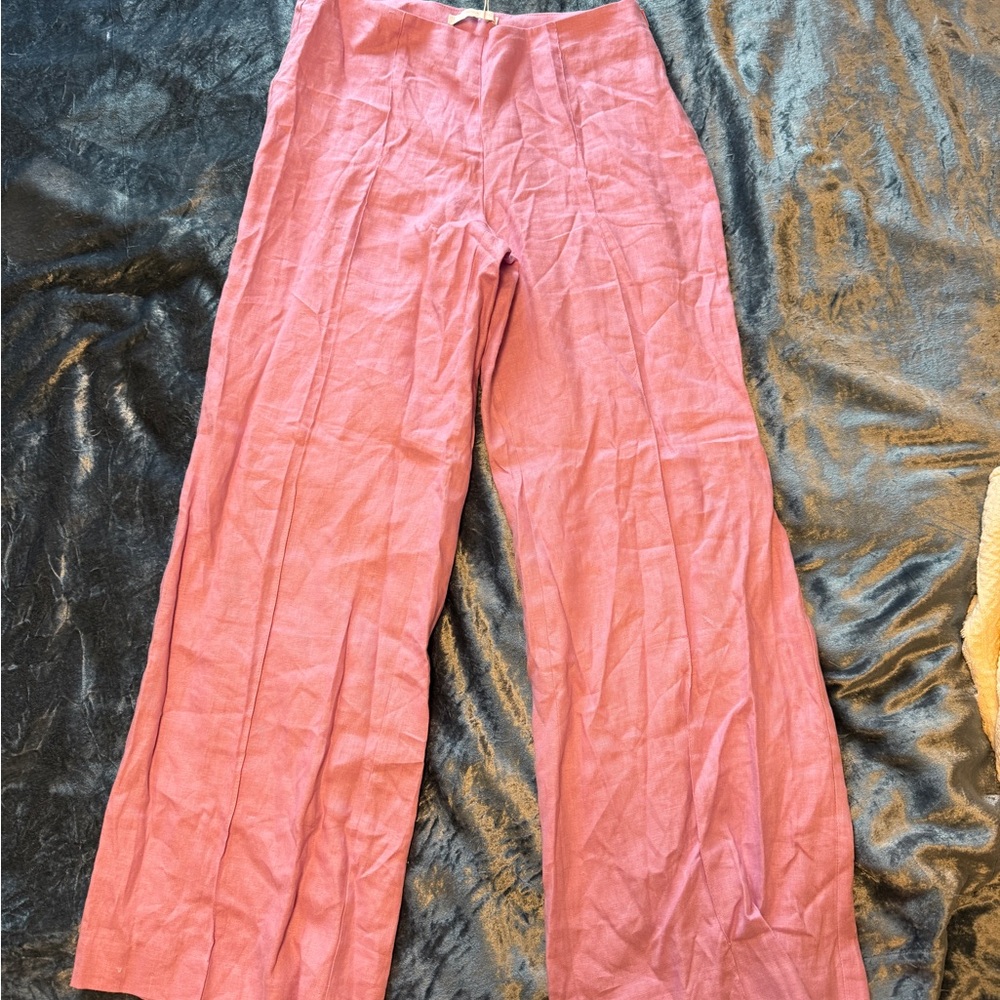 Mango Pastel Purple Linen Wide Leg Trousers - Picture 4 of 5
